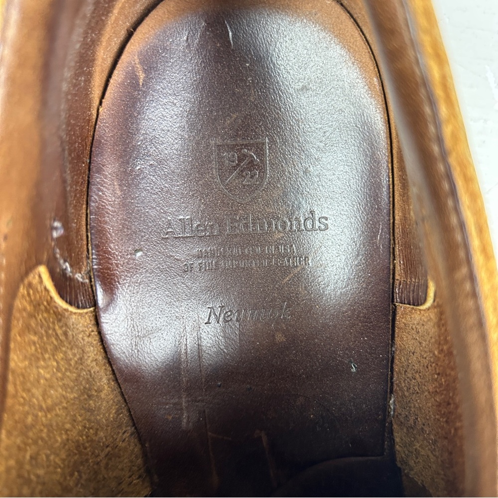 Allen Edmonds Neumok Mens Brown Leather Wingtip Oxford Shoes Size 10D - Picture 7 of 7